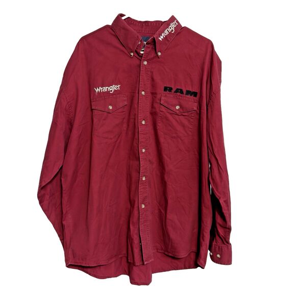 Wrangler Ram Western Shirt Button-Up Size XXL 100% Cotton - Picture 1 of 11